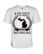 A Big Piece Of My Heart Lives In Michigan V-Neck T-Shirt tile