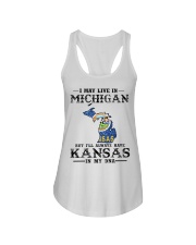 Live In Michigan But Kansas In My DNA Ladies Flowy Tank tile