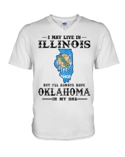 Live In Illinois But Oklahoma In My DNA V-Neck T-Shirt tile