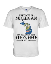 Live In Michigan But Idaho In My DNA V-Neck T-Shirt tile