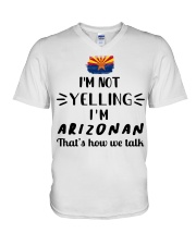 I'm Not Yelling I'm Arizona V-Neck T-Shirt tile