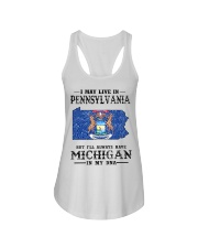Live In Pennsylvania But Michigan In My DNA Ladies Flowy Tank tile