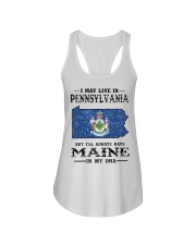 Live In Pennsylvania But Maine In My DNA Ladies Flowy Tank tile