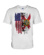 Florida American Flag V-Neck T-Shirt tile