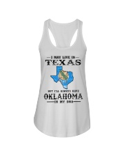 Live In Texas But Oklahoma In My DNA Ladies Flowy Tank tile