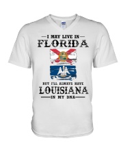Live Florida Louisiana In My DNA V-Neck T-Shirt tile