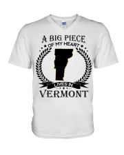A Big Piece Of My Heart Lives In Vermont V-Neck T-Shirt tile