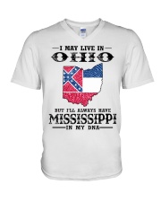 Live In Ohio But Mississippi In My DNA V-Neck T-Shirt tile