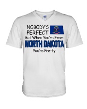 From North Dakota You're Pretty V-Neck T-Shirt tile