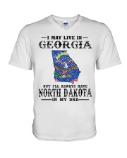 Live In Georgia But North Dakota In My DNA V-Neck T-Shirt tile