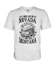 Live In Nevada Heart Lives In Montana MT0008 V-Neck T-Shirt tile