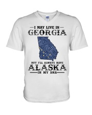 Live In Georgia But Alaska In My DNA V-Neck T-Shirt tile