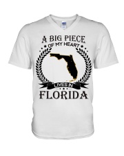 A Big Piece Of My Heart Lives In Florida V-Neck T-Shirt tile