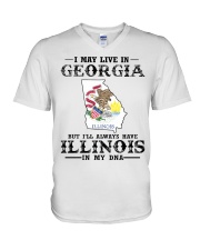Live In Georgia But Illinois In My DNA V-Neck T-Shirt tile
