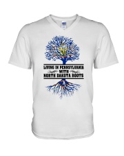 Living In Pennsylvania With North Dakota Roots V-Neck T-Shirt tile
