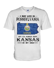Live In Pennsylvania But Kansas In My DNA V-Neck T-Shirt tile