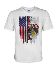 Illinois American Flag V-Neck T-Shirt tile