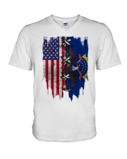 North Dakota American Flag V-Neck T-Shirt tile