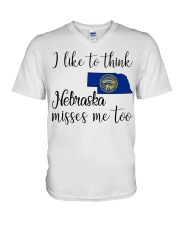 Nebraska Misses Me Too V-Neck T-Shirt tile