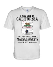 Live California Massachusetts In My DNA V-Neck T-Shirt tile