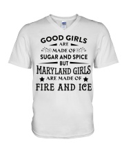 Maryland Girls Are Made Of Fire And Ice V-Neck T-Shirt tile