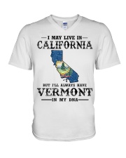 Live In California But Vermont In My DNA V-Neck T-Shirt tile