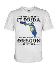 Live In Florida But Oregon In My DNA V-Neck T-Shirt tile