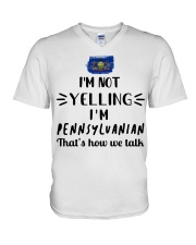 I'm Not Yelling I'm Pennsylvania V-Neck T-Shirt tile