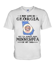 Live In Georgia But Minnesota In My DNA V-Neck T-Shirt tile