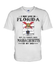 Live Florida Massachusetts In My DNA V-Neck T-Shirt tile