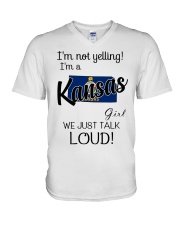I'm Not Yelling I'm A Kansas Girl V-Neck T-Shirt tile