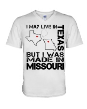 Live In Texas But Made In Missouri V-Neck T-Shirt tile