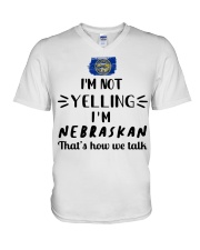 I'm Not Yelling I'm Nebraska V-Neck T-Shirt tile