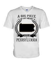 A Big Piece Of My Heart Lives In Pennsylvania V-Neck T-Shirt tile