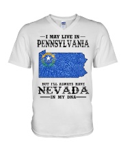 Live In Pennsylvania But Nevada In My DNA V-Neck T-Shirt tile