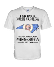 Live In North Carolina But Minnesota My DNA V-Neck T-Shirt tile
