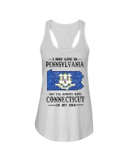 Live In Pennsylvania But Connecticut In My DNA Ladies Flowy Tank tile