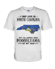 Live In North Carolina But Pennsylvania My DNA V-Neck T-Shirt tile