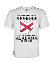 Live In Ohio But Alabama In My DNA V-Neck T-Shirt tile