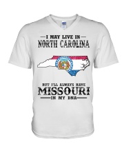 Live In North Carolina But Missouri My DNA V-Neck T-Shirt tile
