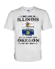 Live Illinois Oregon In My DNA V-Neck T-Shirt tile