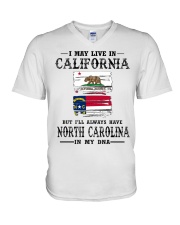 Live California North Carolina In My DNA V-Neck T-Shirt tile