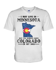 Live In MN But Colorado In My DNA V-Neck T-Shirt tile