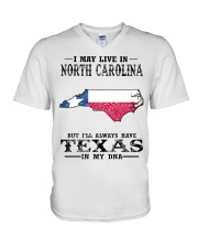 Live In North Carolina But Texas My DNA V-Neck T-Shirt tile