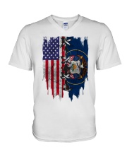Utah American Flag V-Neck T-Shirt tile