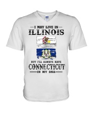 Live Illinois Connecticut In My DNA V-Neck T-Shirt tile