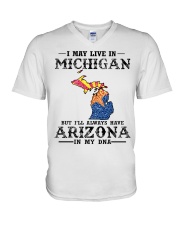 Live In Michigan But Arizona In My DNA V-Neck T-Shirt tile