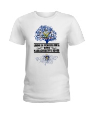 Living In Pennsylvania With Massachusetts Roots Ladies T-Shirt tile