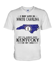 Live In North Carolina But Kentucky My DNA V-Neck T-Shirt tile