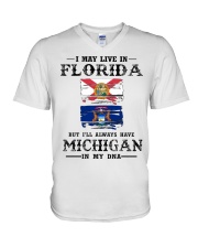 Live Florida Michigan In My DNA V-Neck T-Shirt tile